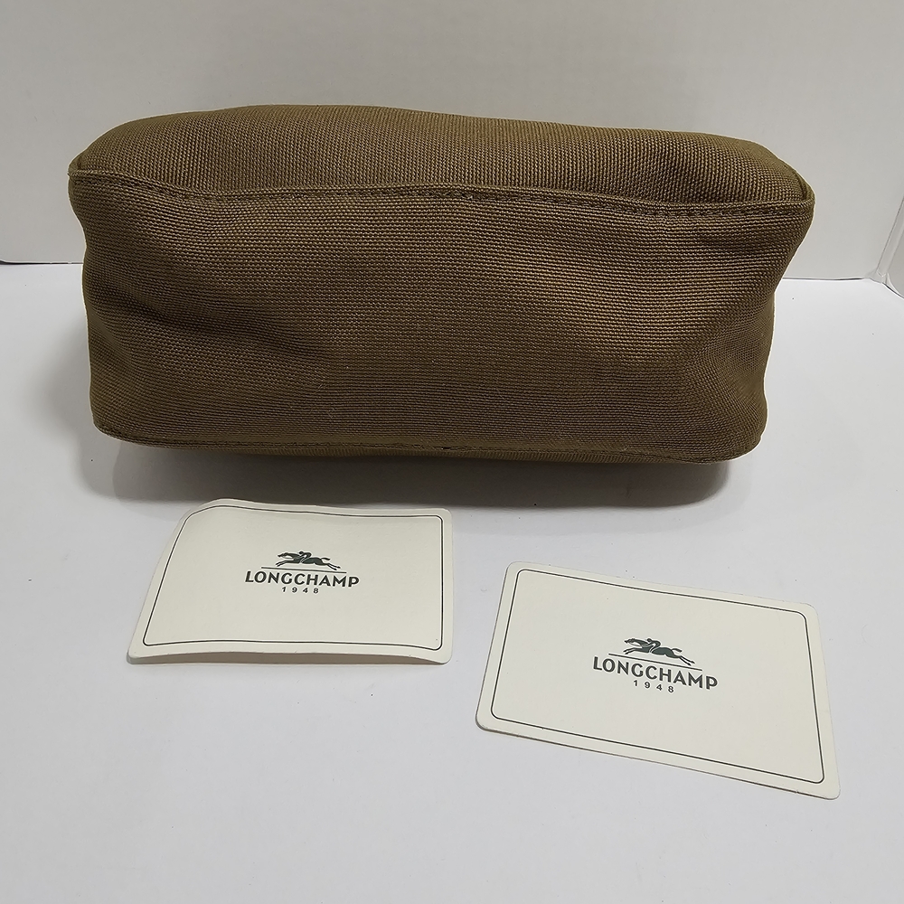 NWT Longchamp 1948 Canvas Pouch - Olive Green Small Handbag with Striped Handle - Picture 3 of 9